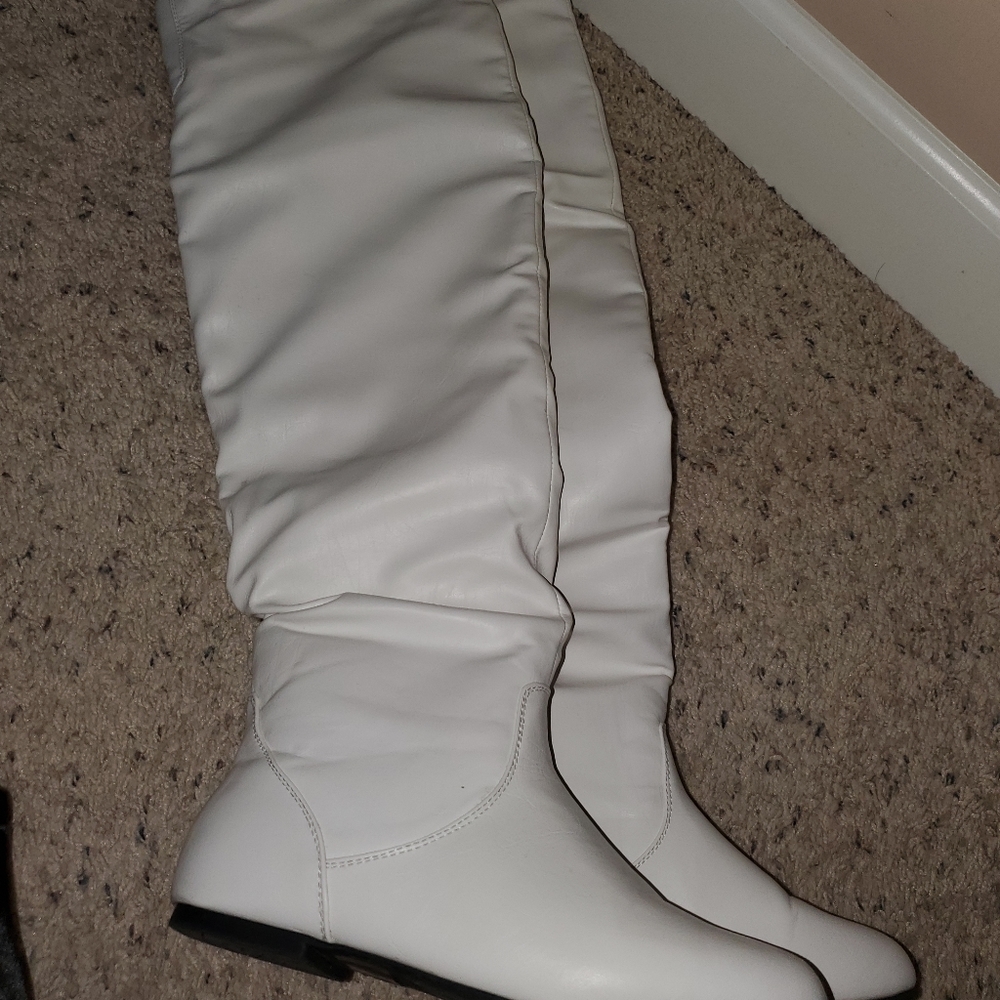 Faux leather thigh high boots